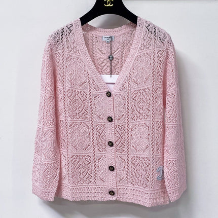 CHANEL 26S LACE KNIT V-NECK CARDIGAN 1522