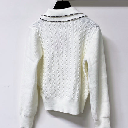 MIUMIU 26S CABLE-KNIT POLO SWEATER 1402
