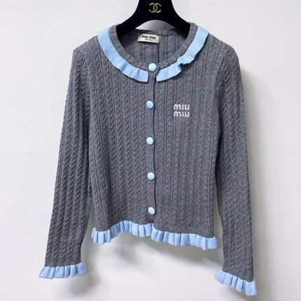 MIUMIU 26S KNIT RUFFLED CARDIGAN 1490