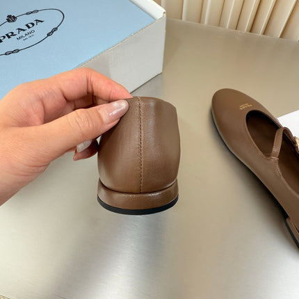 PRADA 26S BALLERINAS IN BROWN SMOOTH CALFSKIN