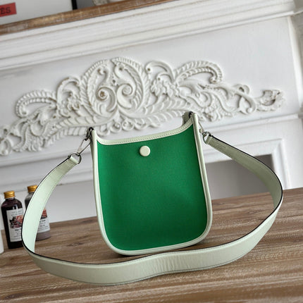 MINI NEO 17 EVELYNE BAG IN EMERALD GREEN CANVAS AND WHITE CALFSKIN