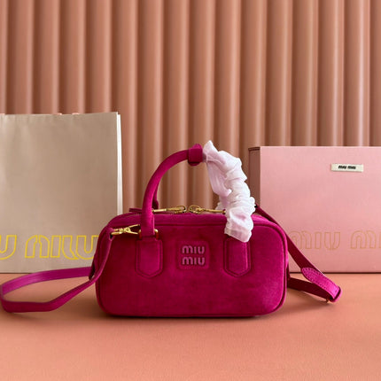 MIUMIU 26S ARCADIE BAG 22 IN DARK PPINK SUEDE