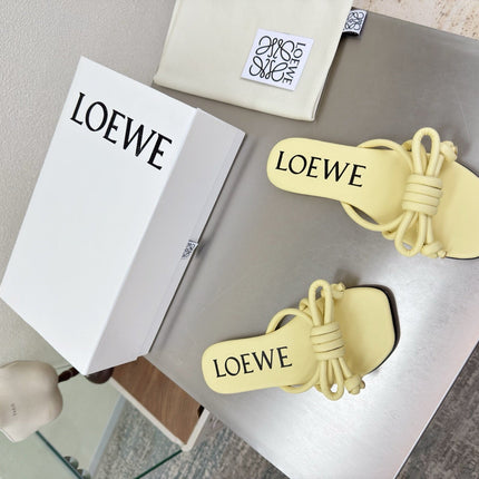 LOEWE 26S FLAMENCO KNOT SANDAL IN BUTTER YELLOW CALFSKIN