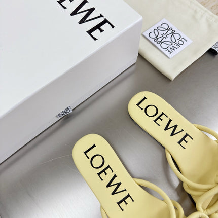 LOEWE 26S FLAMENCO KNOT SANDAL IN BUTTER YELLOW CALFSKIN