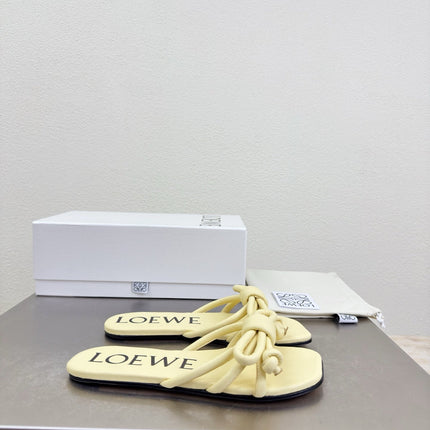 LOEWE 26S FLAMENCO KNOT SANDAL IN BUTTER YELLOW CALFSKIN