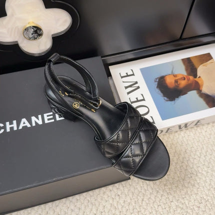 25C Sandal 45mm Open Heel Black Lambskin 233491