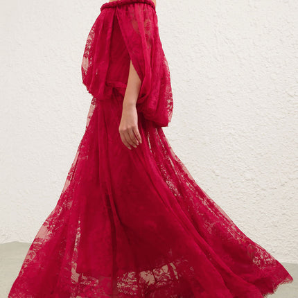 ZIMMERMANN 26S OFF-SHOULDER LACE MAXI DRESS 322