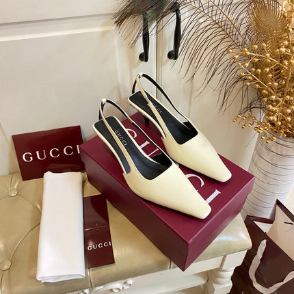 GUCCI 26S SLINGBACK 55 MM IN SOFT CREAM BEIGE CALFSKIN