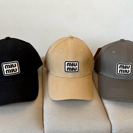 MIUMIU BASEBALL CAP IN DARK GREY KHAKI FABRIC STYLE 1