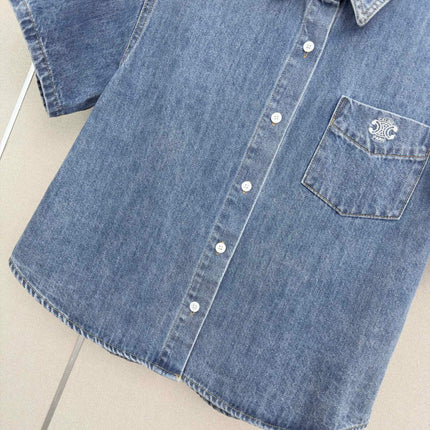 CELINE 26S SHORT SLEEVE DENIM SHIRT 321