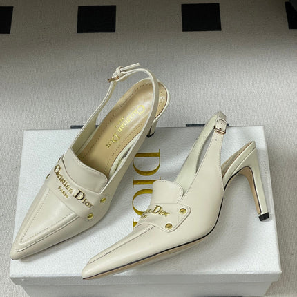 DIOR 25S BOY SLINGBACK HIGH HEELS 85 MM IN WHITE LAMBSKIN