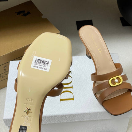 DIOR 26S HIGH HEEL SANDALS 80 MM IN BROWN CALFSKIN