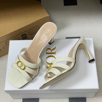 DIOR 26S HIGH HEEL SANDALS 80 MM IN WHITE CALFSKIN