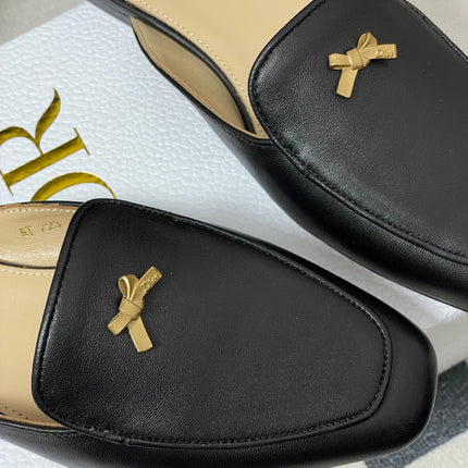 DIOR 26S MULES IN BLACK CALFSKIN WITH BOW