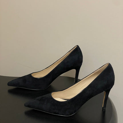 GIANVITO ROSSI 26S HIGH HEELS 85 MM IN BLACK SUEDE