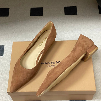 GIANVITO ROSSI 26S FLATS IN BROWN SUEDE