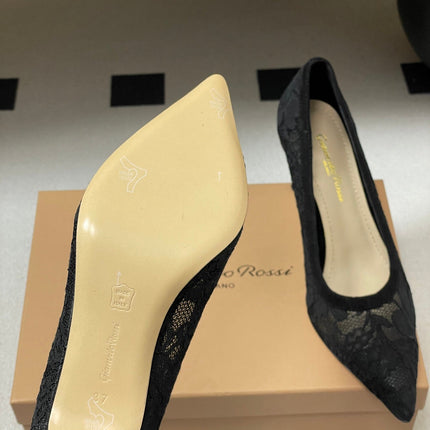GIANVITO ROSSI 26S HIGH HEELS 85 MM IN BLACK LACE