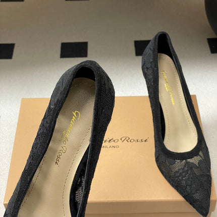 GIANVITO ROSSI 26S HIGH HEELS 85 MM IN BLACK LACE