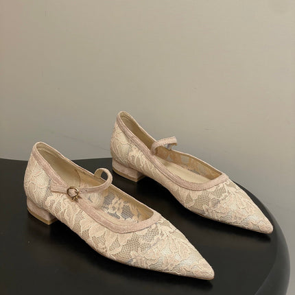 GIANVITO ROSSI 26S MARY JANE IN NUDE LACE