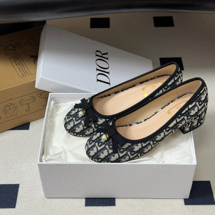 DIOR 26S MARY JANE HIGH HEELS 35MM IN BLACK DIOR OBLIQUE EMBROIDERED CANVAS WITH BOW
