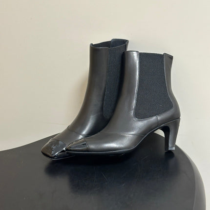 CHANEL 26S ANKLE BOOTS 60 MM IN BLACK CALFSKIN