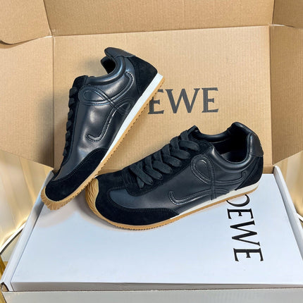 LOEWE 26S RUNNER 2.0 SNEAKERS IN BLACK CALFSKIN AND SUEDE