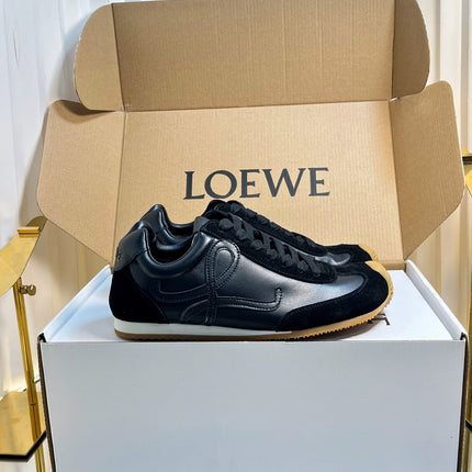 LOEWE 26S RUNNER 2.0 SNEAKERS IN BLACK CALFSKIN AND SUEDE