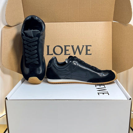 LOEWE 26S RUNNER 2.0 SNEAKERS IN BLACK CALFSKIN AND SUEDE