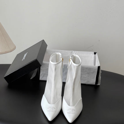 CHANEL 26S ANKLE BOOTS IN WHITE MESH