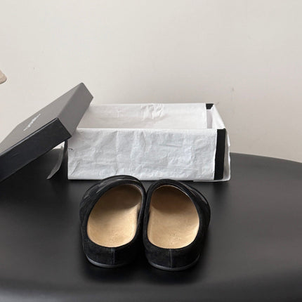 CHANEL 26S MULES IN BLACK SUEDE ROUND TOE