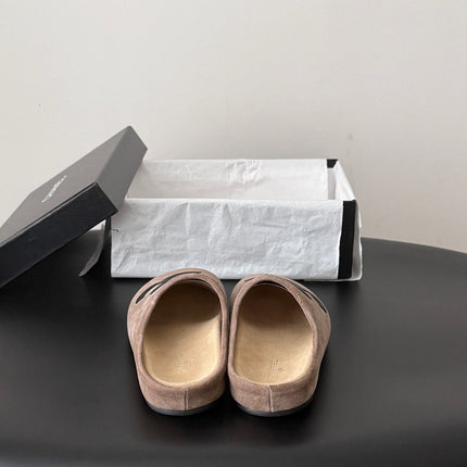 CHANEL 26S MULES IN DARK BROWN SUEDE ROUND TOE