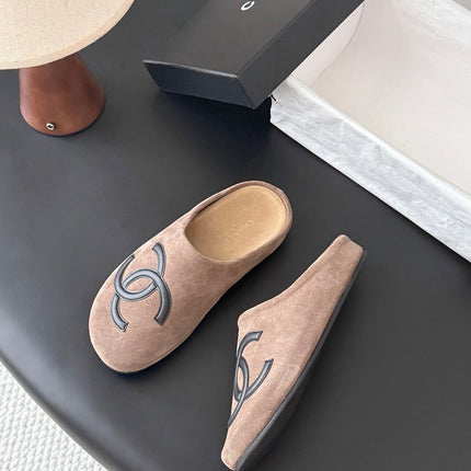 CHANEL 26S MULES IN DARK BROWN SUEDE ROUND TOE