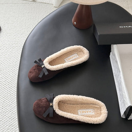 CHANEL 26S MULES IN DARK BROWN SUEDE AND SHEARLING