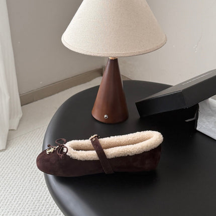 CHANEL 26S MARY JANE FLATS IN DARK BROWN SUEDE AND SHEARLING