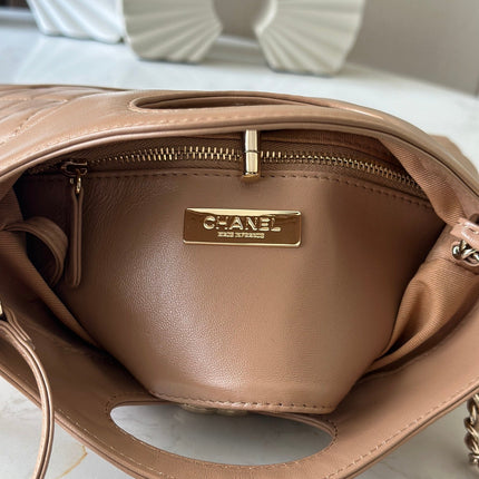 CHANEL 26S MINI SHOPPING BAG 24 IN TAUPE BROWN LAMBSKIN