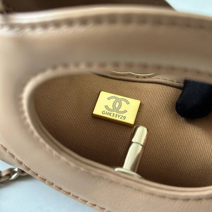 CHANEL 26S MINI SHOPPING BAG 24 IN TAUPE BROWN LAMBSKIN