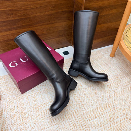 GUCCI 26S KNEE HIGH BOOTS IN BLACK SMOOTH CALFSKIN