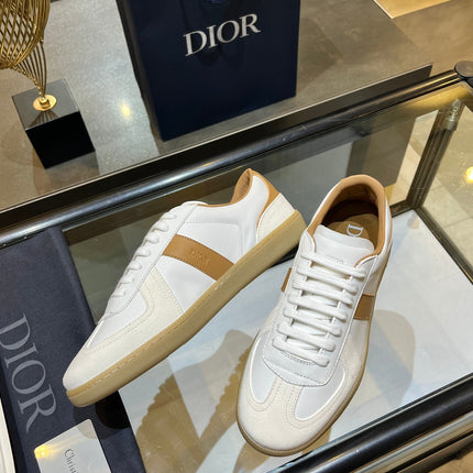 DIOR 26S B01 MATCHPOINT SNEAKER IN COGNAC BROWN AND WHITE CALFSKIN WITH WHITE SUEDE
