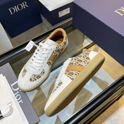 DIOR 26S B01 MATCHPOINT SNEAKER IN BEIGE & WHITE OBLIQUE JACQUARD CANVAS AND SUEDE