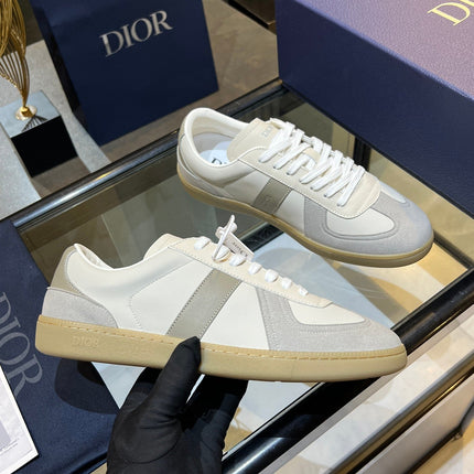 DIOR 26S B01 MATCHPOINT SNEAKER IN GRAY AND WHITE CALFSKIN WITH GRAY SUEDE