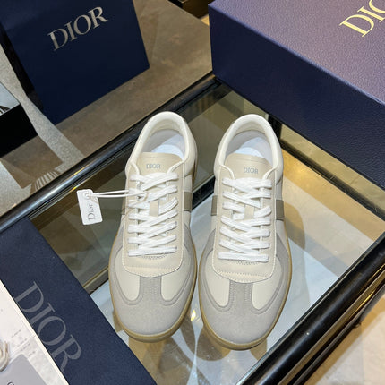 DIOR 26S B01 MATCHPOINT SNEAKER IN GRAY AND WHITE CALFSKIN WITH GRAY SUEDE