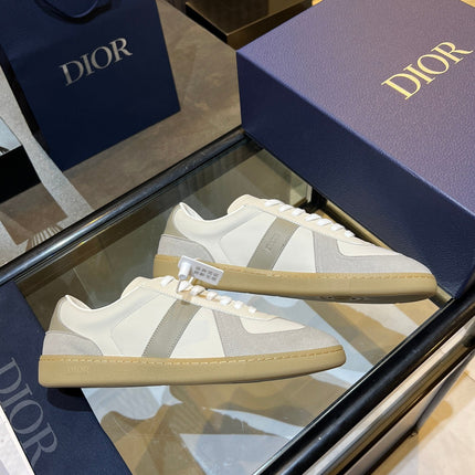 DIOR 26S B01 MATCHPOINT SNEAKER IN GRAY AND WHITE CALFSKIN WITH GRAY SUEDE