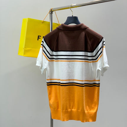 FENDI 26S SHORT-SLEEVE KNIT POLO TOP 430