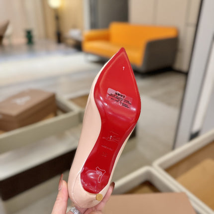 CHRISTIAN LOUBOUTIN 26S POINTED-TOE PUMPS 65 MM IN NUDE PATENT CALFSKIN