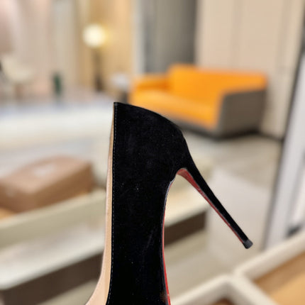 CHRISTIAN LOUBOUTIN 26S PUMP HEELS 105 MM IN BLACK SUEDE