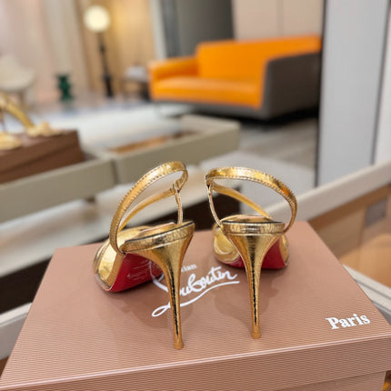 CHRISTIAN LOUBOUTIN 26S ROSA Z HIGH-HEEL SANDALS 105 MM IN GOLD LAMBSKIN