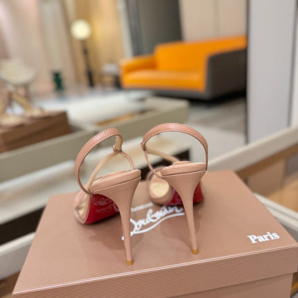 CHRISTIAN LOUBOUTIN 26S ROSA Z HIGH-HEEL SANDALS 105 MM IN NUDE LAMBSKIN
