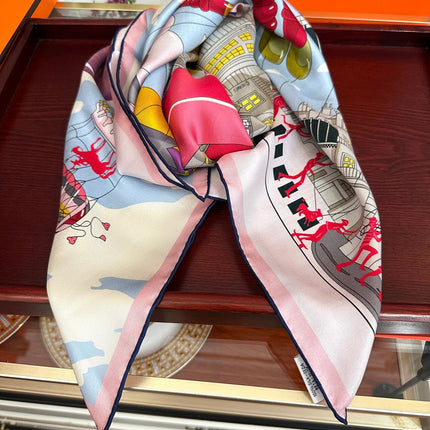 HERMES 26S PRINTED SQUARE SCARF 90 IN SILK 307341