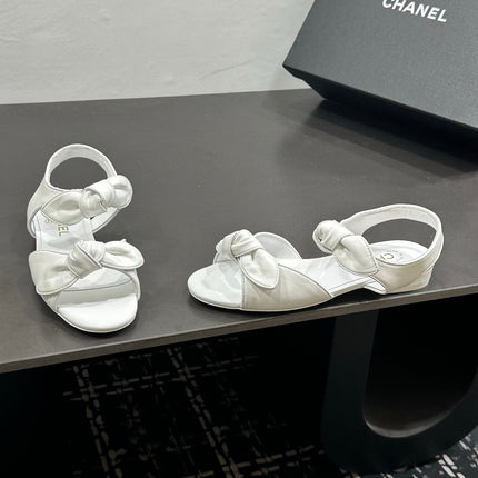 CHANEL 26S BOW SANDALS IN WHITE CALFSKIN