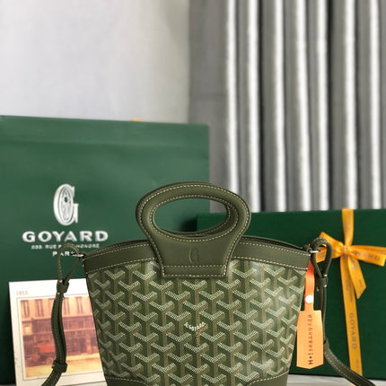 GOYA 26S BELUGA MINI BAG 23CM IN DARK OLIVE GREEN GOYARDINE CANVAS AND CALFSKIN